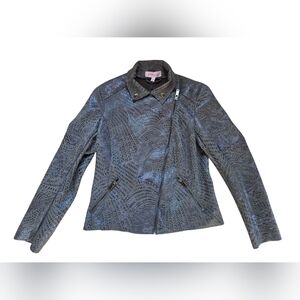 NWT Philosophy Green Leaf Print Faux Leather Jacket Size Small